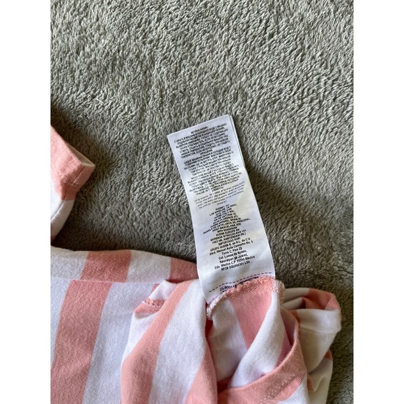 Guess TShirt Mens Medium Pink White Striped Embroidered Logo Short Sleeved Crew - Picture 10 of 13